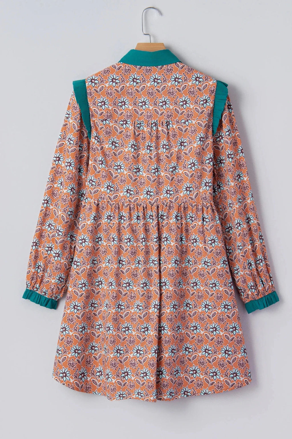 Floral Boho Contrast Collar Mini Shirt Dress - Rooted & Reckless Co.