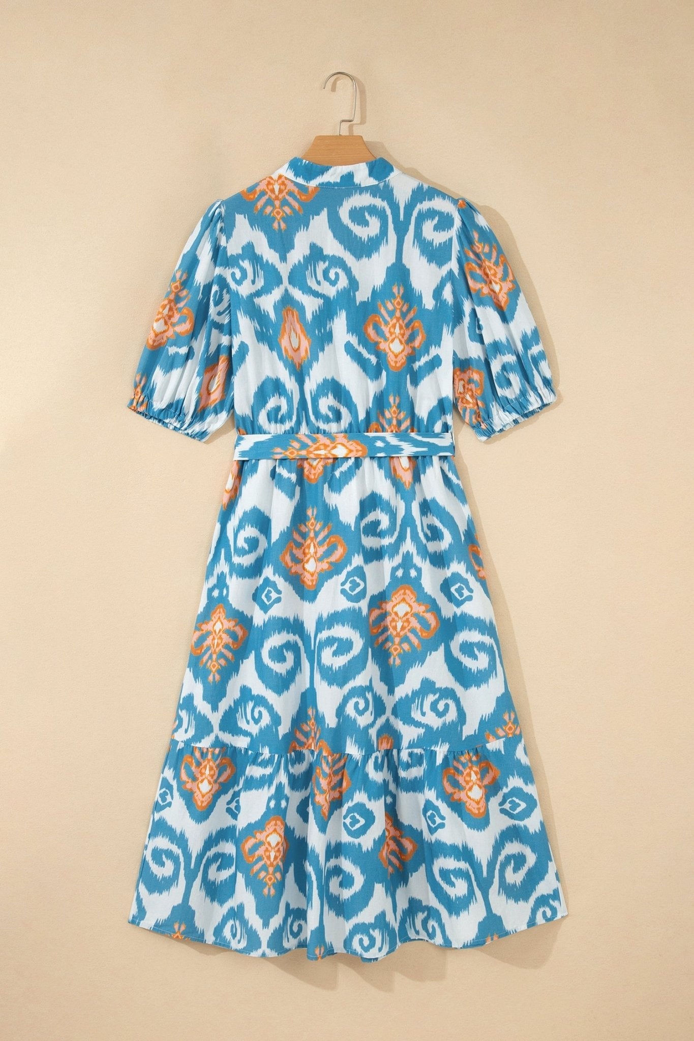 Floral Boho Puff Sleeve Ruffle Hem Midi Dress - Rooted & Reckless Co.