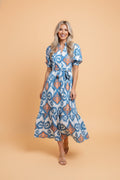 Floral Boho Puff Sleeve Ruffle Hem Midi Dress - Rooted & Reckless Co.
