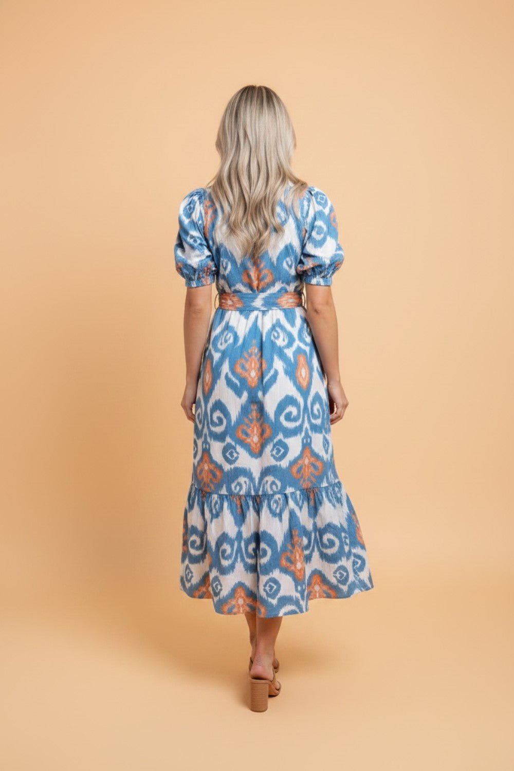Floral Boho Puff Sleeve Ruffle Hem Midi Dress - Rooted & Reckless Co.