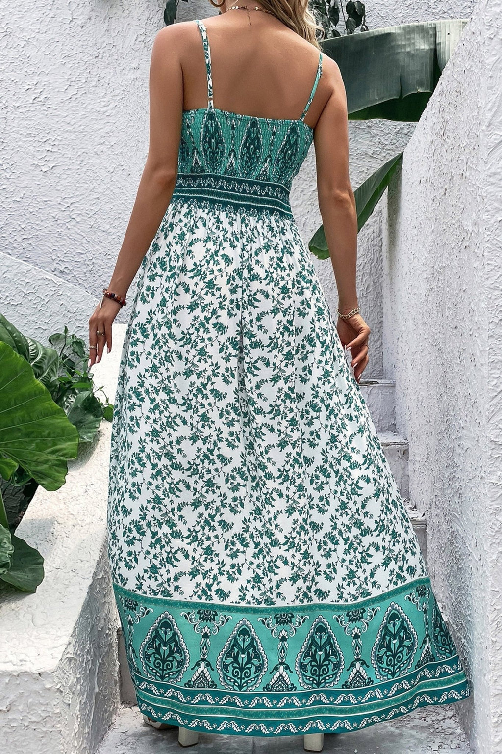 Floral Boho Shirred Cami Maxi Dress - Rooted & Reckless Co.