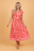 Floral Boho Short Sleeve V-Neck Buttoned Maxi Dress - Rooted & Reckless Co.