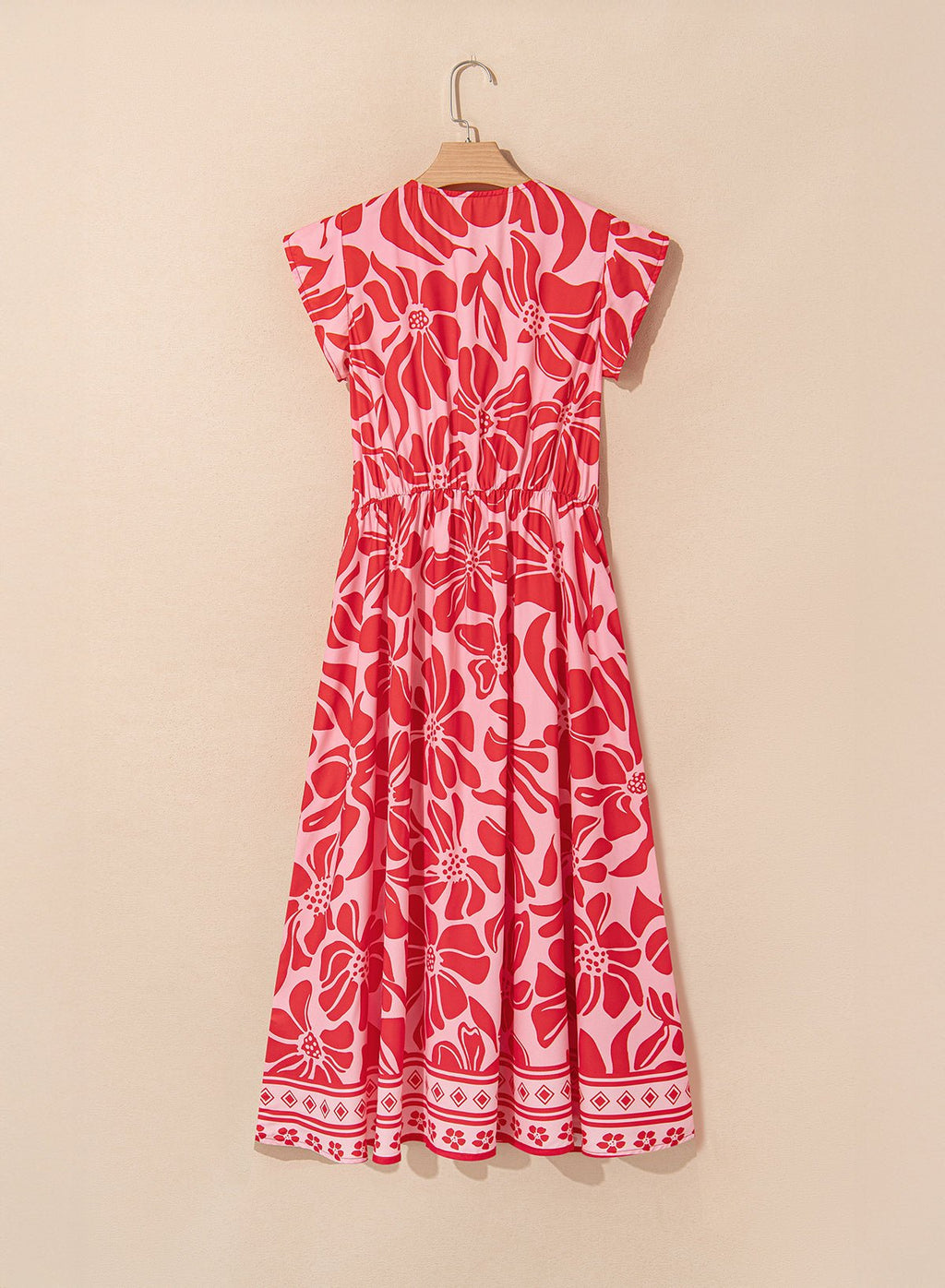 Floral Boho Short Sleeve V-Neck Buttoned Maxi Dress - Rooted & Reckless Co.