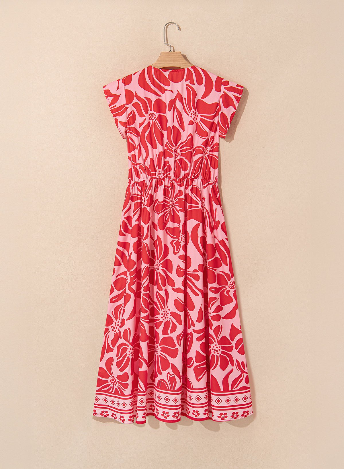 Floral Boho Short Sleeve V-Neck Buttoned Maxi Dress - Rooted & Reckless Co.