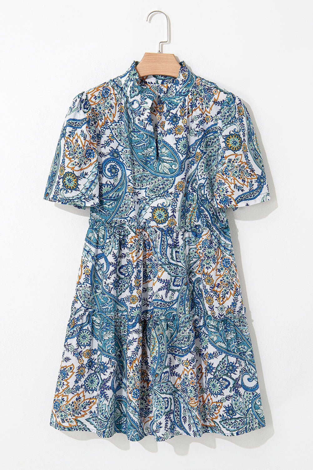 Floral Boho V-Neck Short Sleeve Mini Dress - Rooted & Reckless Co.