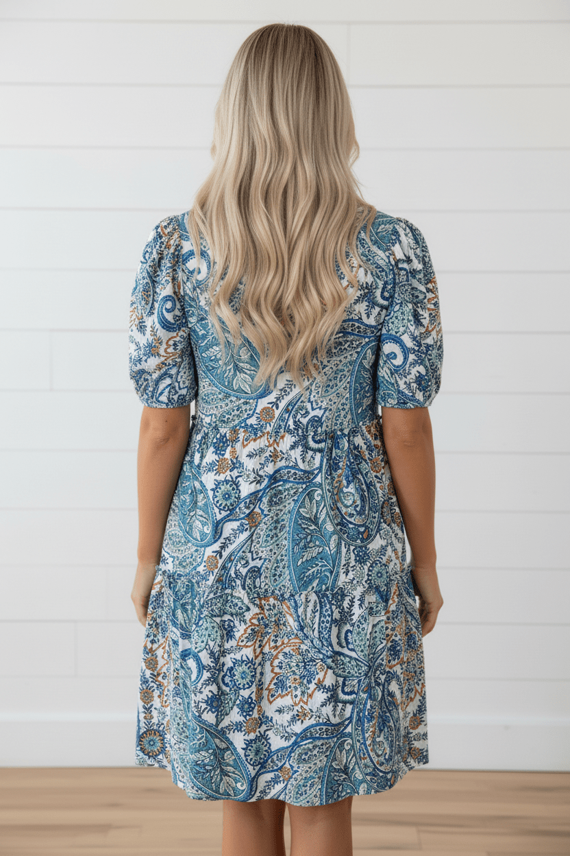 Floral Boho V-Neck Short Sleeve Mini Dress - Rooted & Reckless Co.