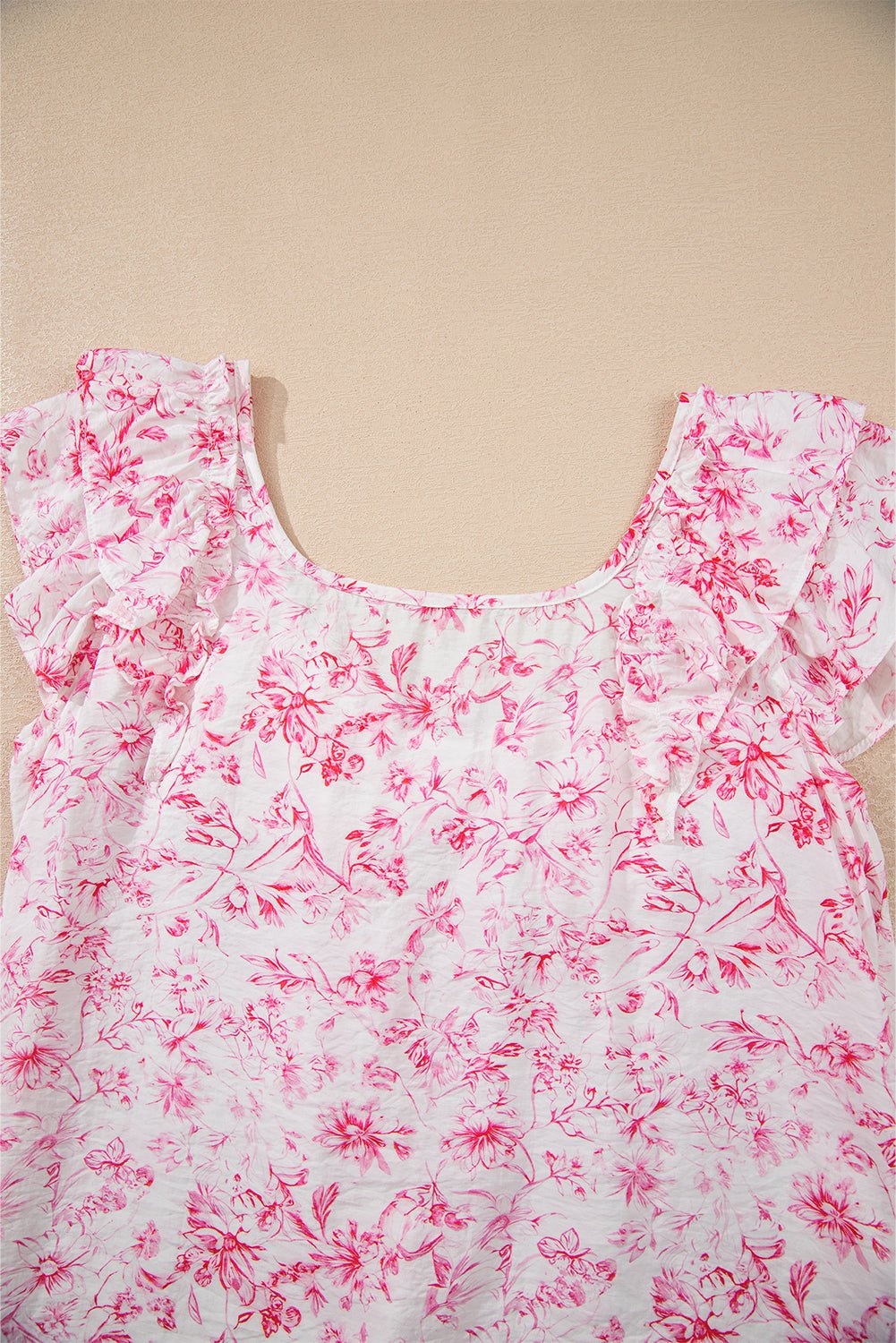 Floral Bow-Back Square Neck Ruffle Sleeve Blouse - Rooted & Reckless Co.