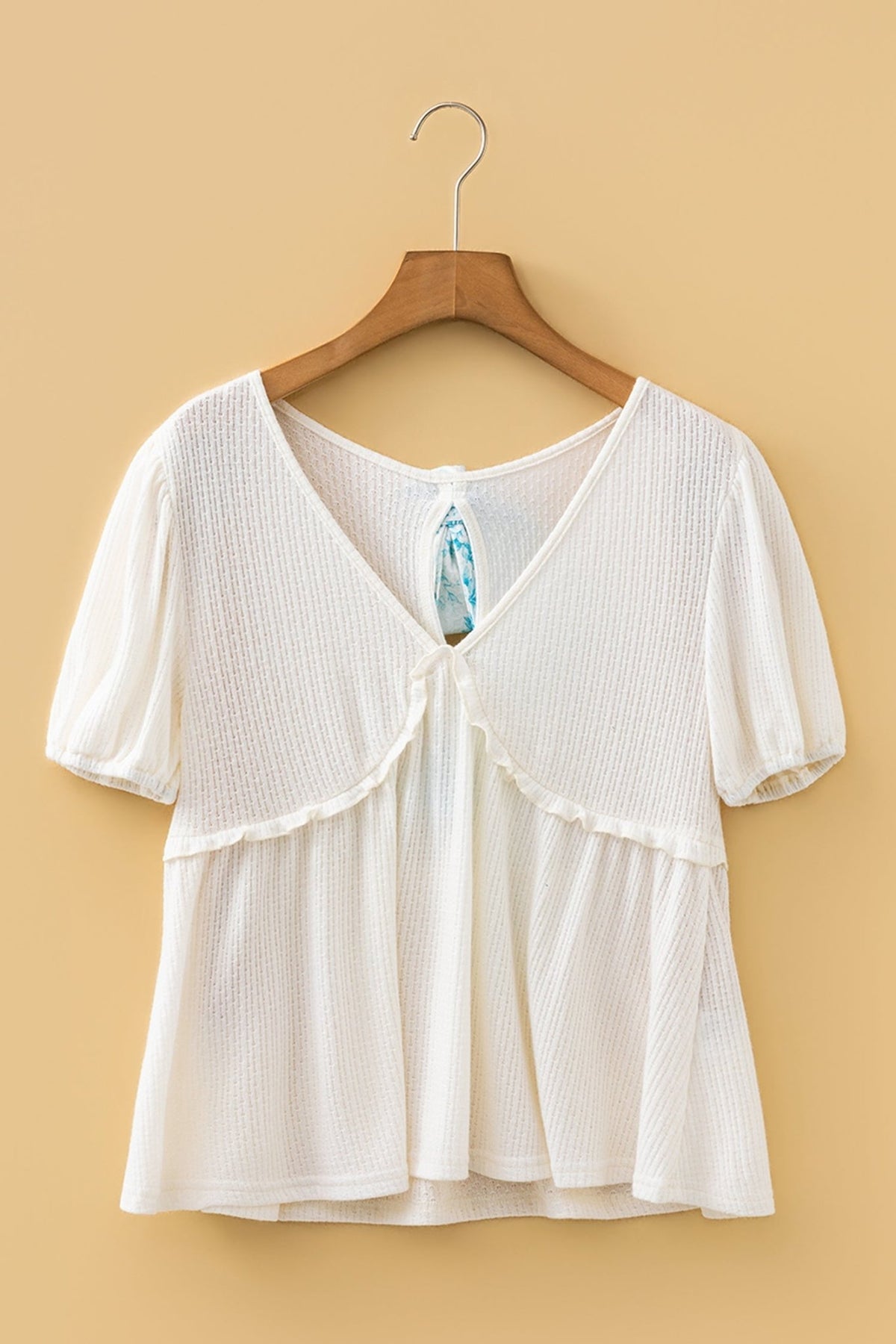 Floral Bow Tie Back Bubble Sleeve Peplum Top - Rooted & Reckless Co.