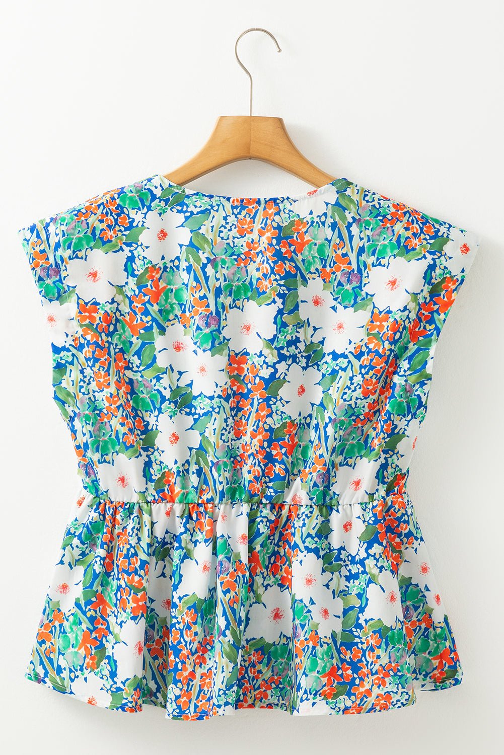 Floral Bow Tie Sleeveless Peplum Blouse - Rooted & Reckless Co.