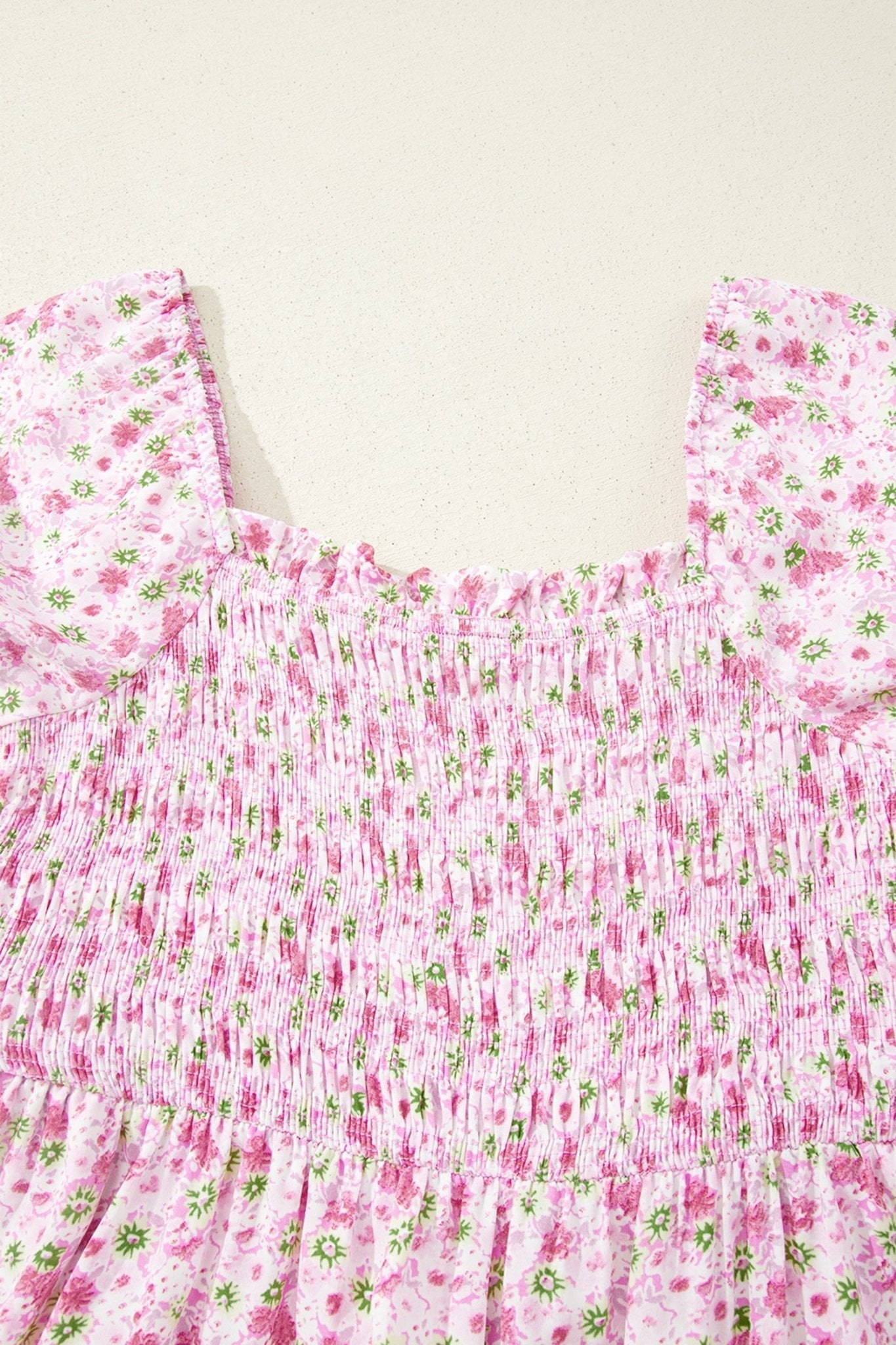 Floral Bubble Sleeve Shirred Waist Maxi Dress - Rooted & Reckless Co.