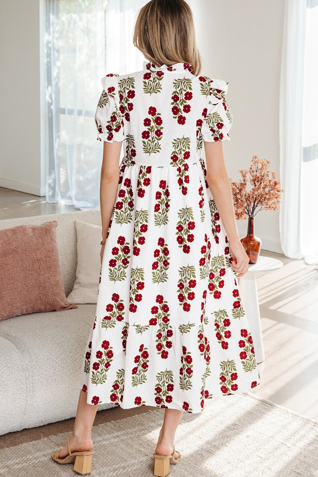 Floral Bubble Sleeve Tiered Maxi Dress - Rooted & Reckless Co.