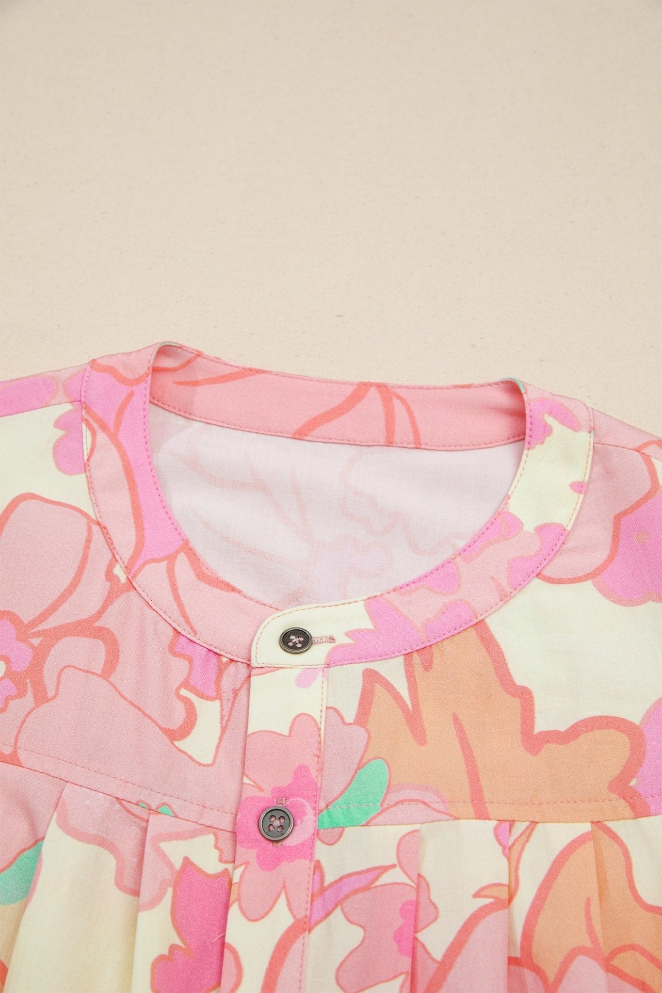Floral Button Down Pintuck Short Sleeve Blouse - Rooted & Reckless Co.