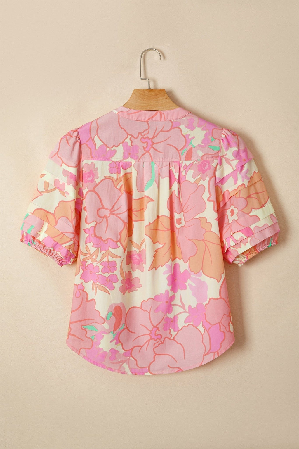 Floral Button Down Pintuck Short Sleeve Blouse - Rooted & Reckless Co.