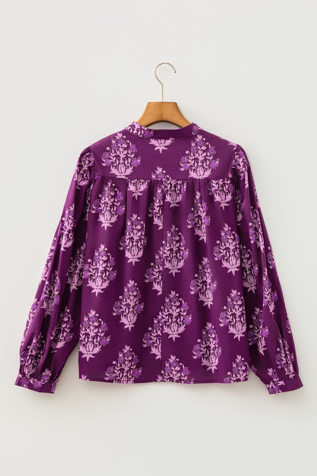 Floral Button Front Long Puff Sleeve Blouse - Rooted & Reckless Co.