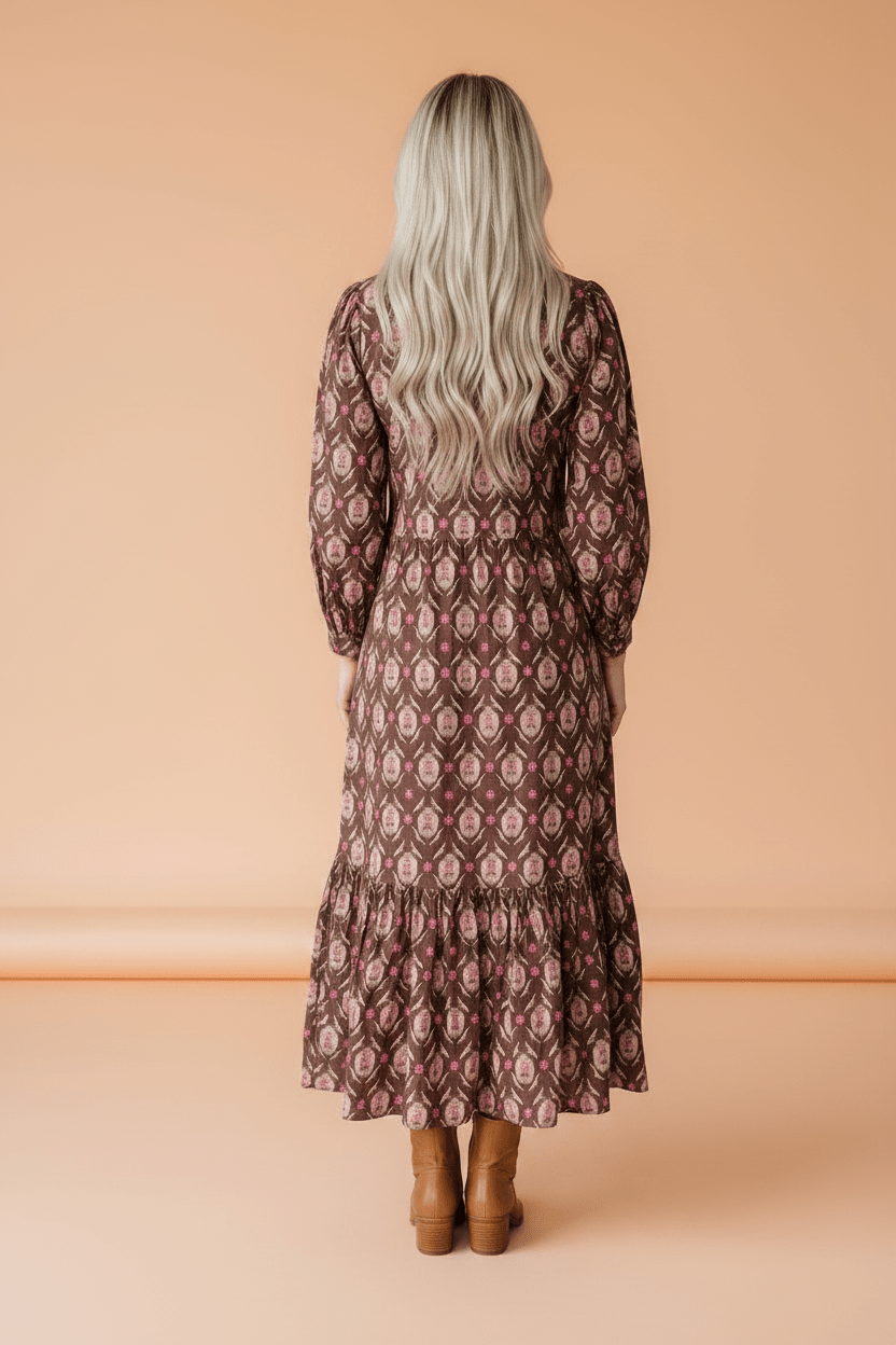 Floral Button Front Ruffle Hem Midi Dress - Rooted & Reckless Co.
