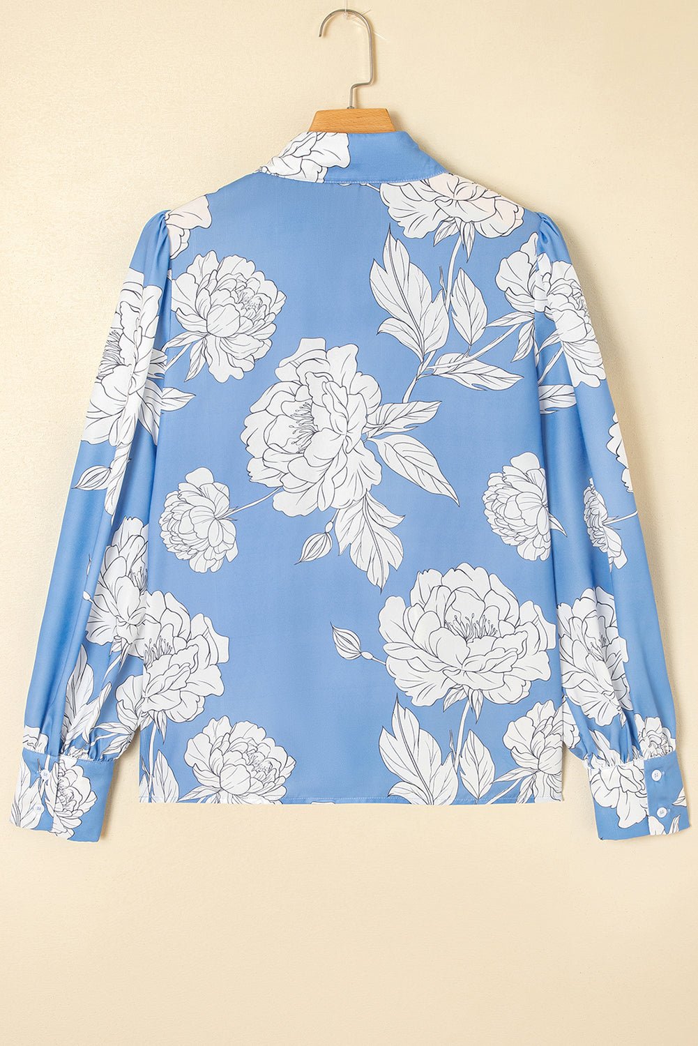 Floral Button-Up Pleated Puff Sleeve Shirt - Rooted & Reckless Co.