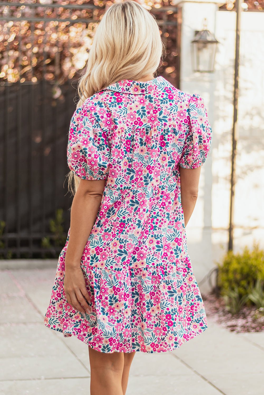 Floral Buttoned Collar Short Sleeve Mini Dress - Rooted & Reckless Co.
