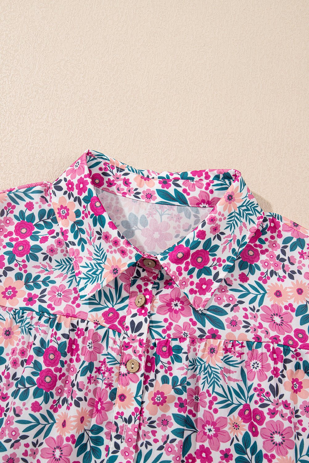Floral Buttoned Collar Short Sleeve Mini Dress - Rooted & Reckless Co.