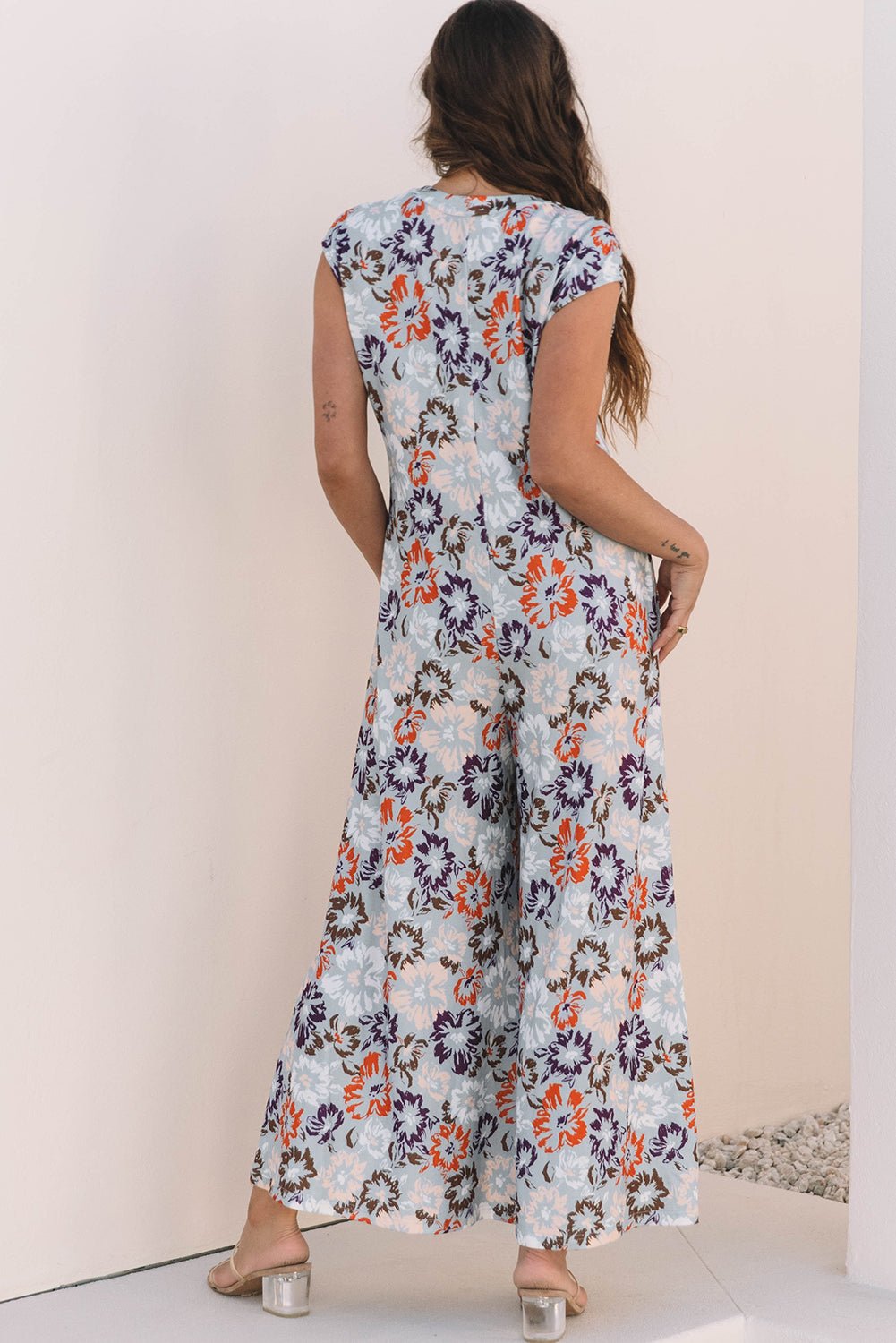 Floral Buttoned Sleeveless Wide Leg Jumpsuit - Rooted & Reckless Co.