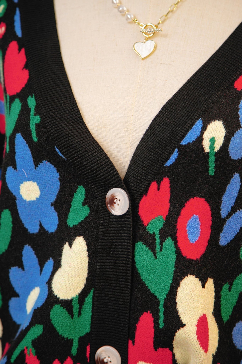 Floral Buttoned V-Neck Cardigan Sweater - Rooted & Reckless Co.