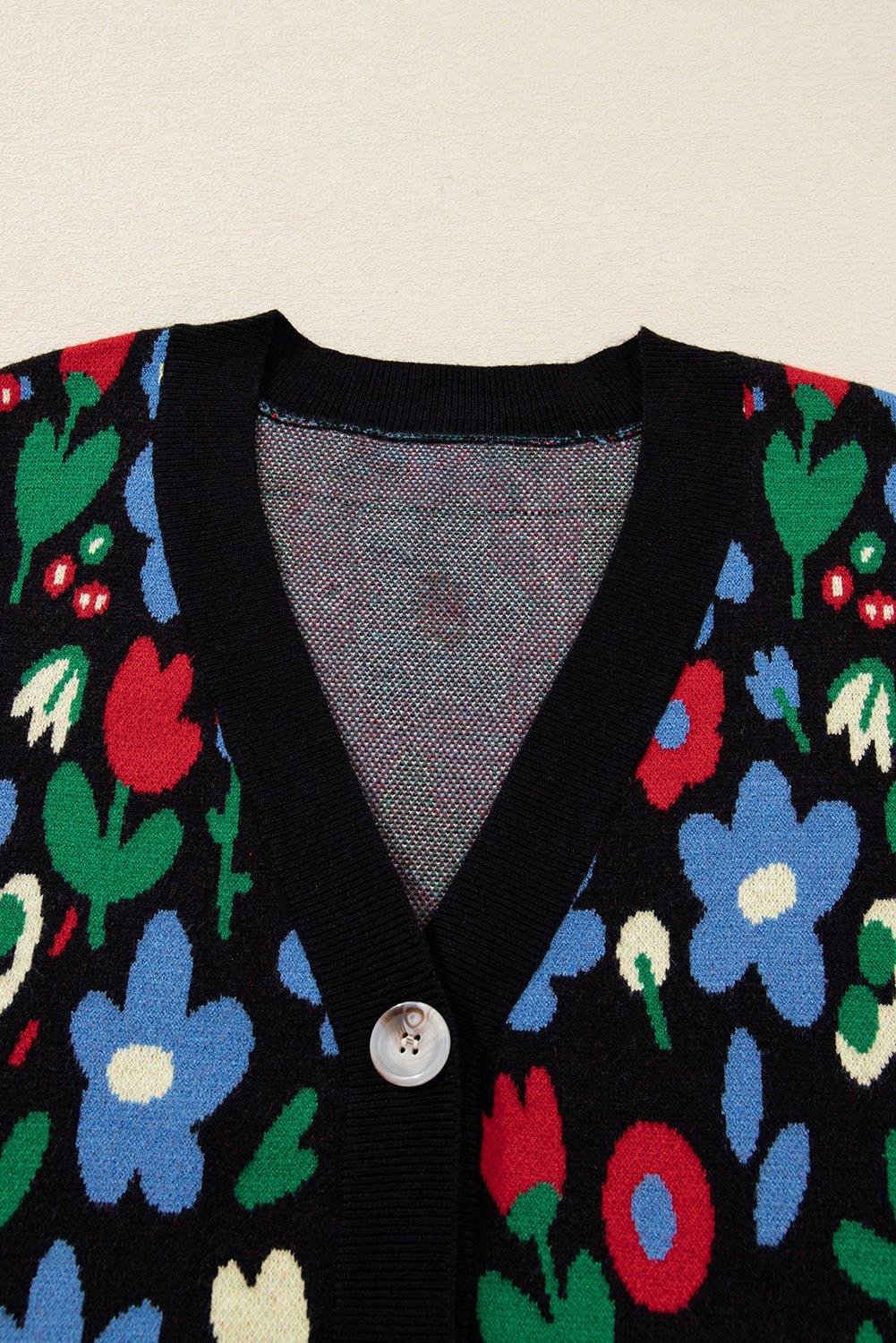 Floral Buttoned V-Neck Cardigan Sweater - Rooted & Reckless Co.