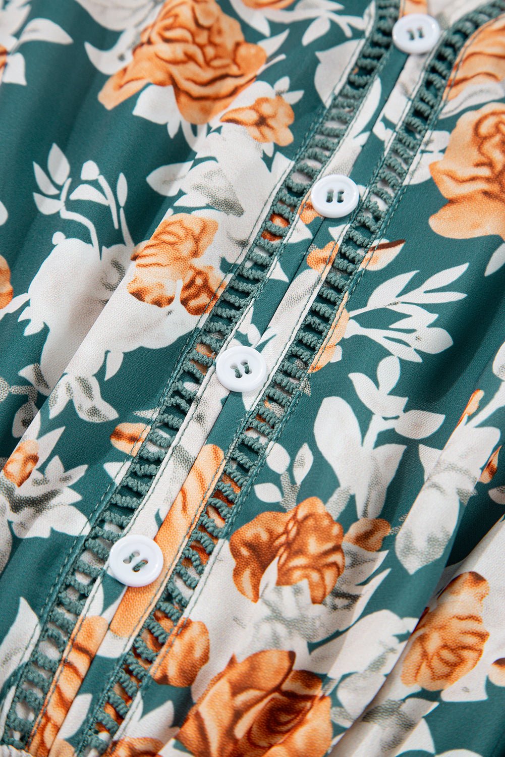Floral Buttoned V-Neck Tie Waist Maxi Dress - Rooted & Reckless Co.