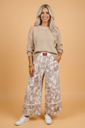 Floral Camo Elastic Waist Wide Leg Pants - Rooted & Reckless Co.