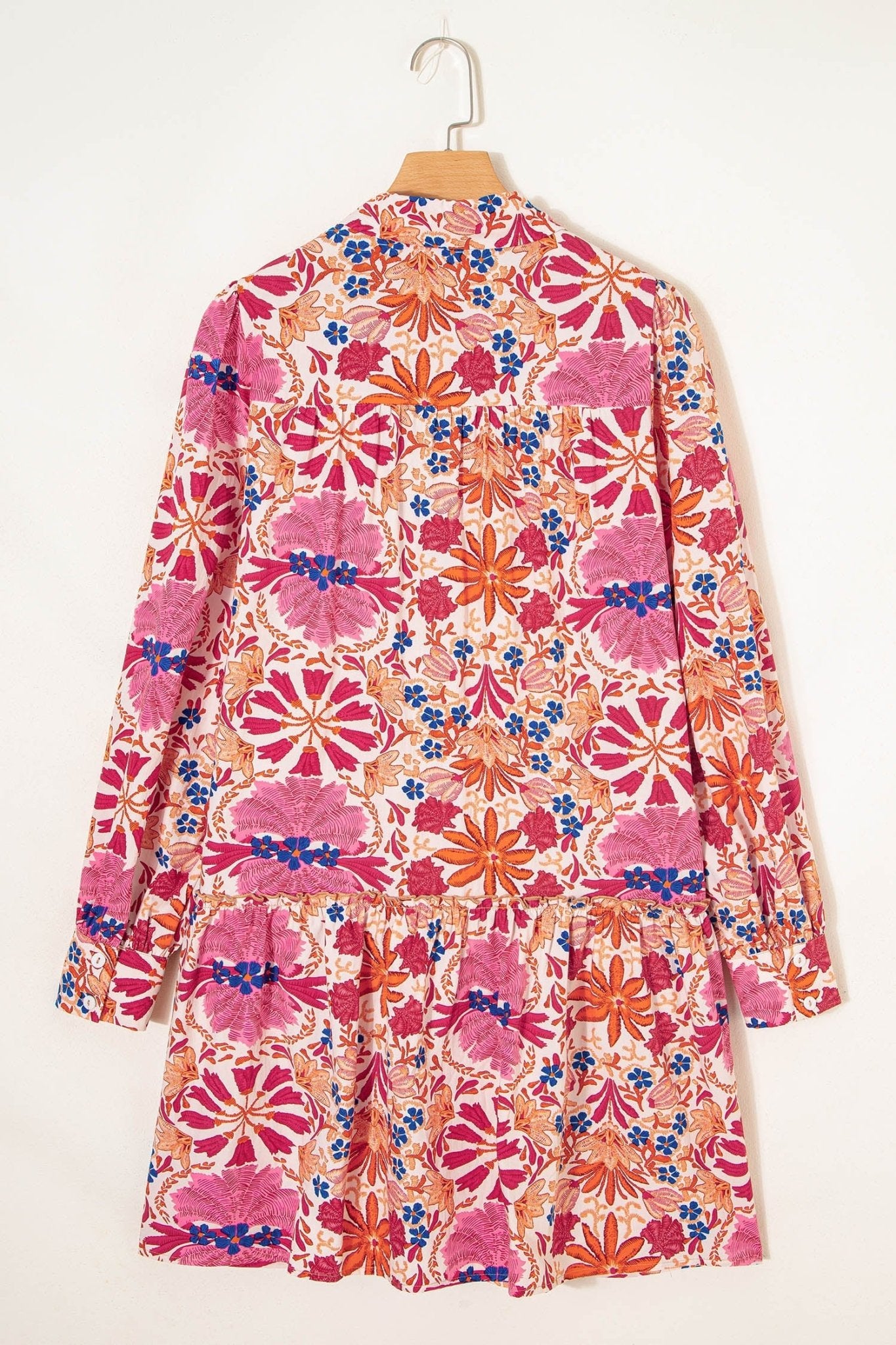 Floral Collared Long Sleeve Mini Dress - Rooted & Reckless Co.