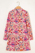Floral Collared Long Sleeve Mini Dress - Rooted & Reckless Co.