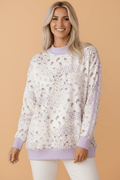 Floral Colorblock Mock Neck Stripe Long Sleeve Sweatshirt - Rooted & Reckless Co.