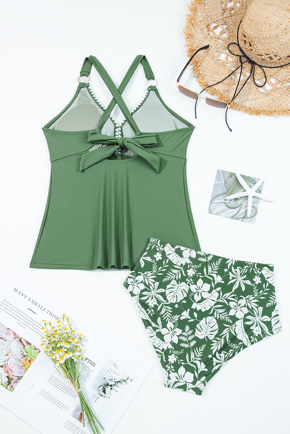 Floral Colorblock O-Ring Tankini Swim Set - Rooted & Reckless Co.