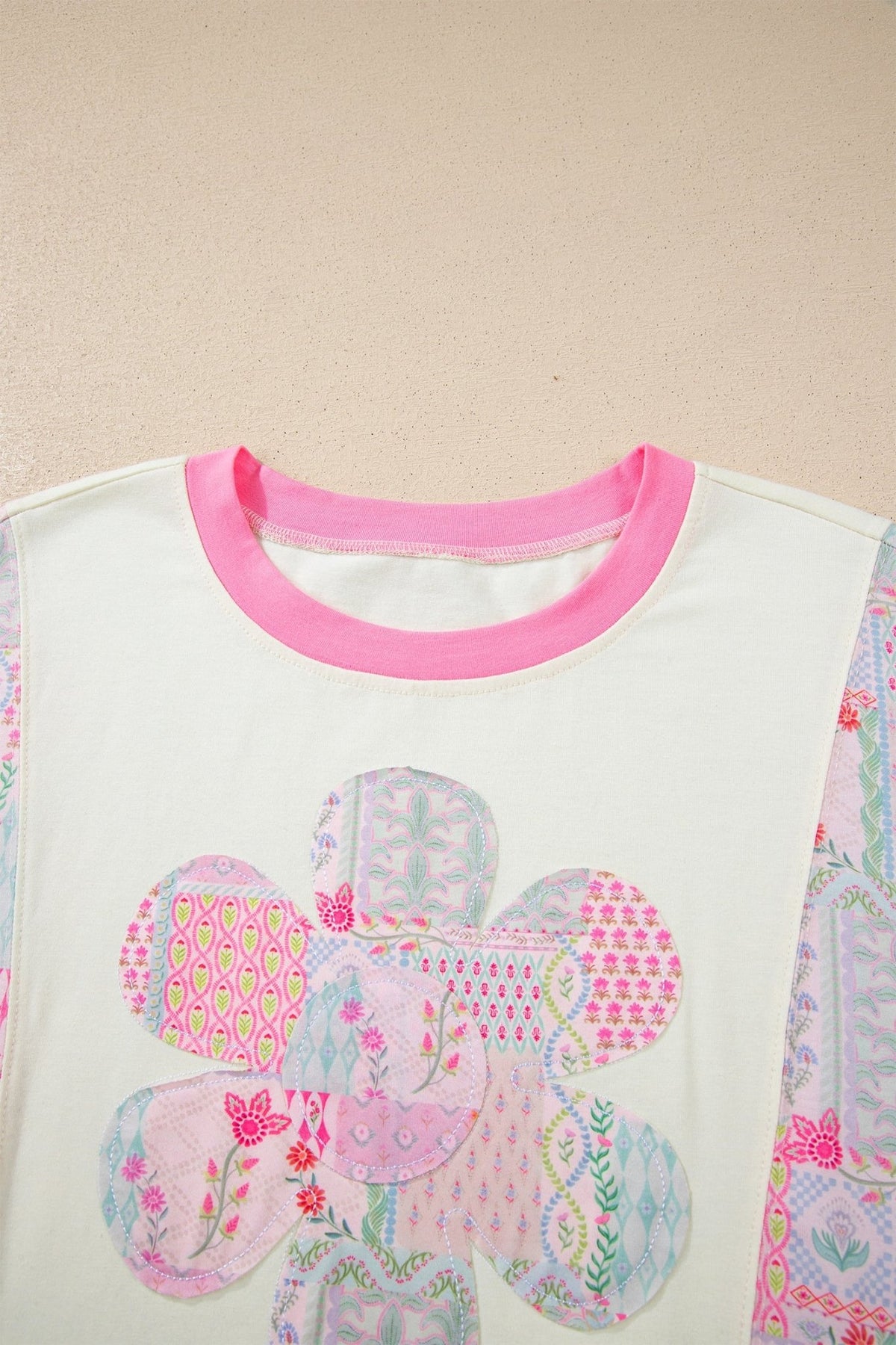 Floral Colorblock Patchwork Short Sleeve Top - Rooted & Reckless Co.