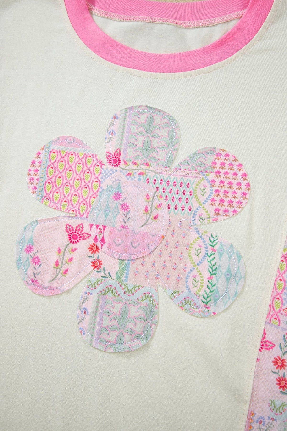 Floral Colorblock Patchwork Short Sleeve Top - Rooted & Reckless Co.