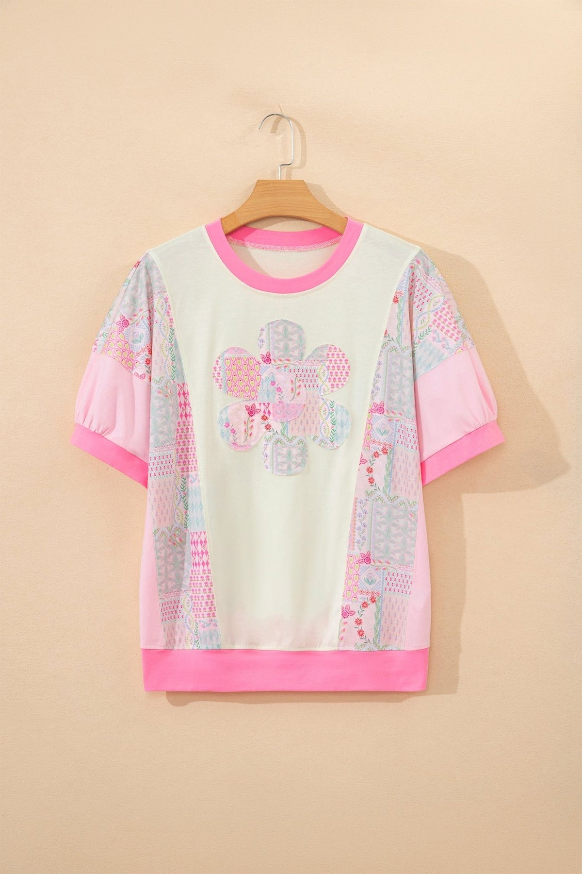 Floral Colorblock Patchwork Short Sleeve Top - Rooted & Reckless Co.