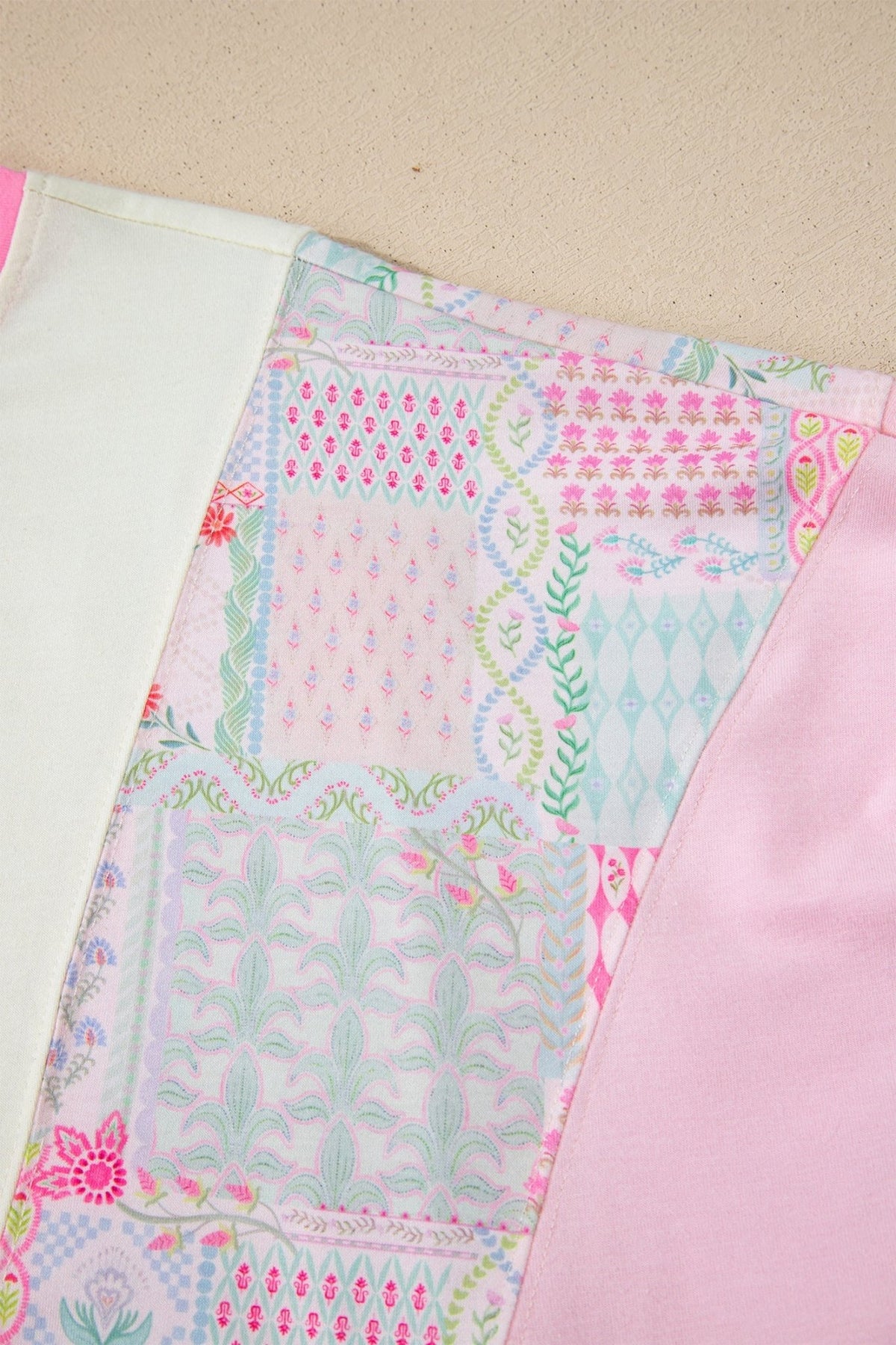 Floral Colorblock Patchwork Short Sleeve Top - Rooted & Reckless Co.