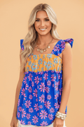 Floral Colorblock Ruffle Strap Flowy Tank Top - Rooted & Reckless Co.