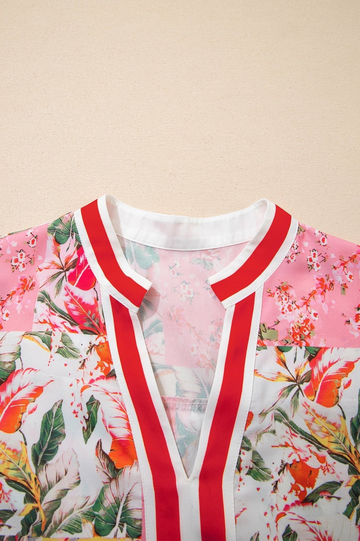 Floral Colorblock Trim V-Neck Ruffle Mini Dress - Rooted & Reckless Co.