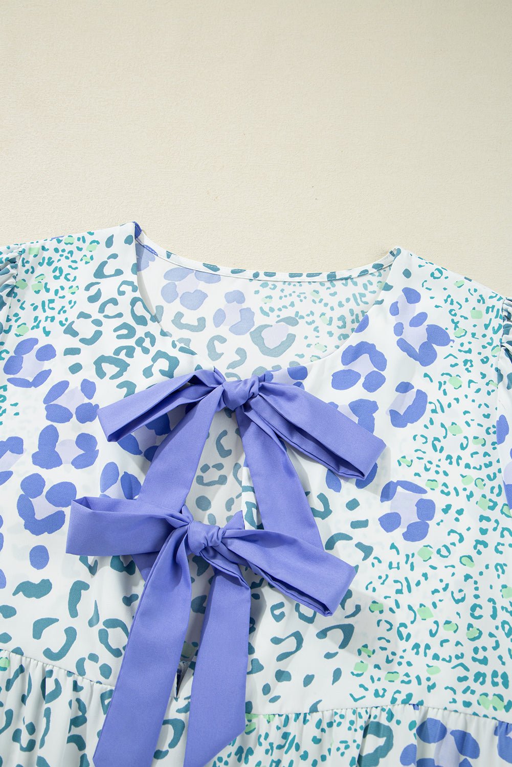 Floral Contrast Bow Puff Sleeve Mini Dress - Rooted & Reckless Co.