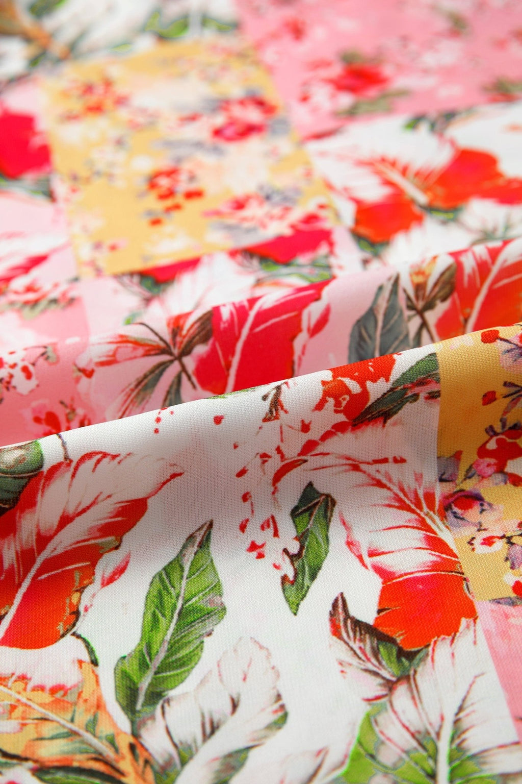 Floral Contrast Collared V-Neck Short Sleeve Blouse - Rooted & Reckless Co.