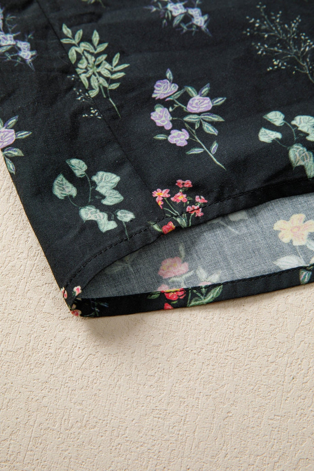Floral Contrast Frill Trim Short Sleeve Shirt - Rooted & Reckless Co.