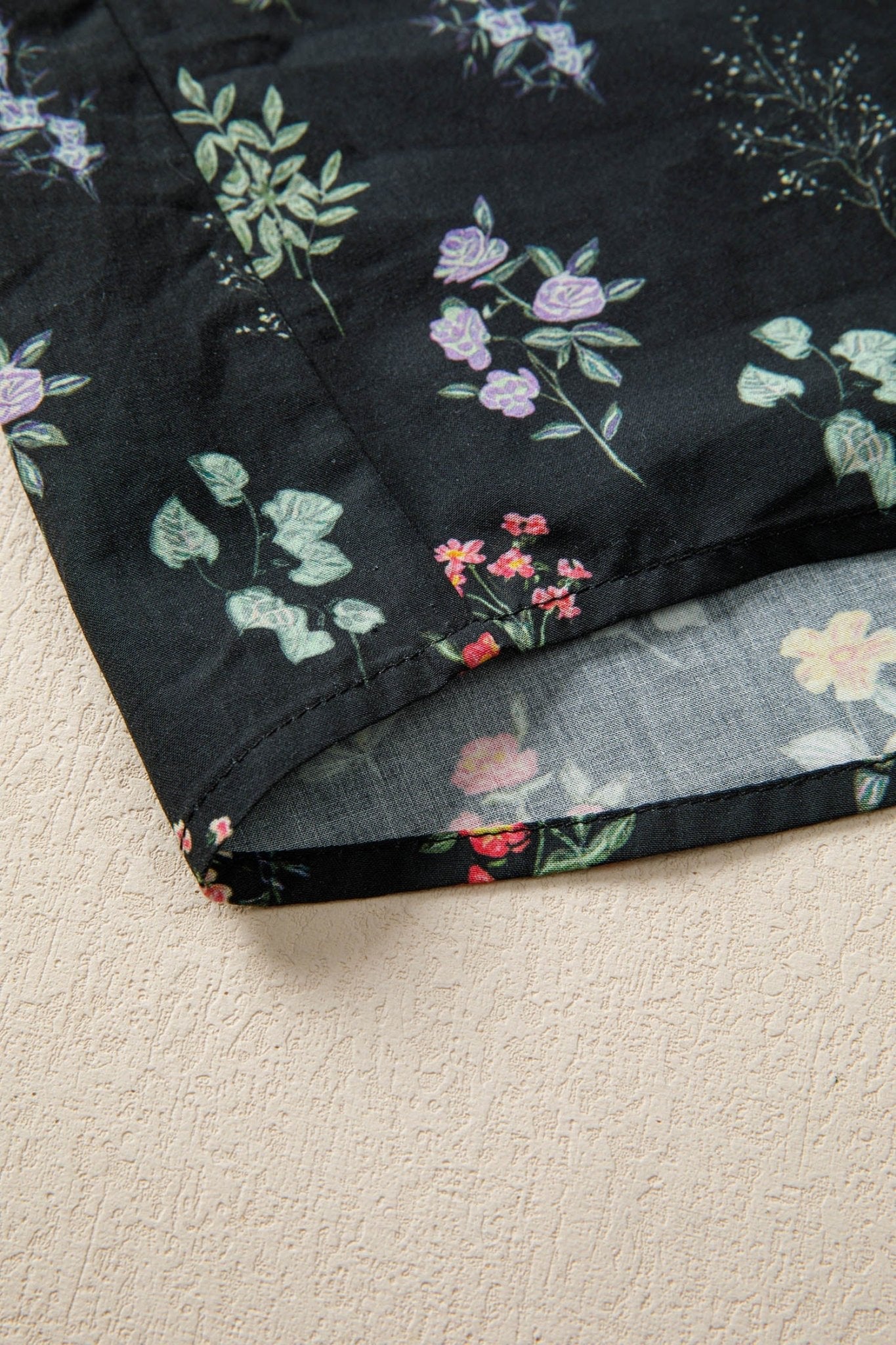 Floral Contrast Frill Trim Short Sleeve Shirt - Rooted & Reckless Co.