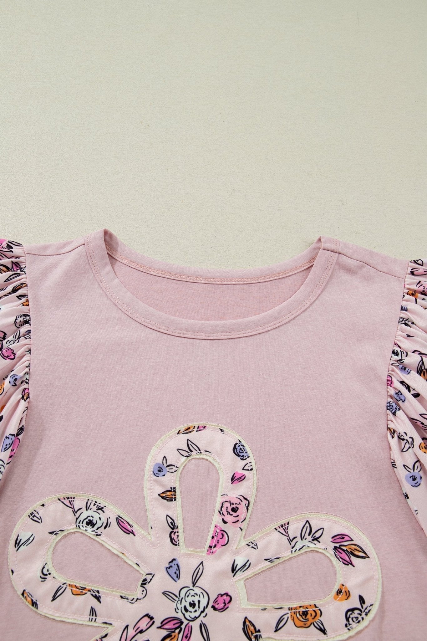 Floral Contrast Patchwork Flowy 3/4 Sleeve Blouse - Rooted & Reckless Co.
