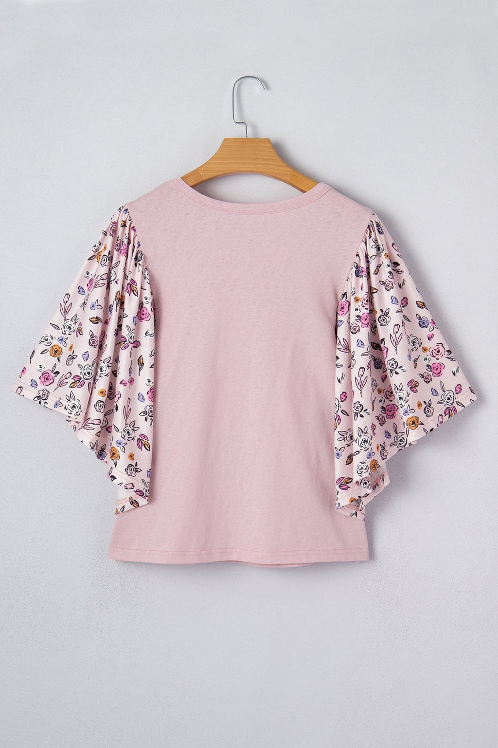 Floral Contrast Patchwork Flowy 3/4 Sleeve Blouse - Rooted & Reckless Co.
