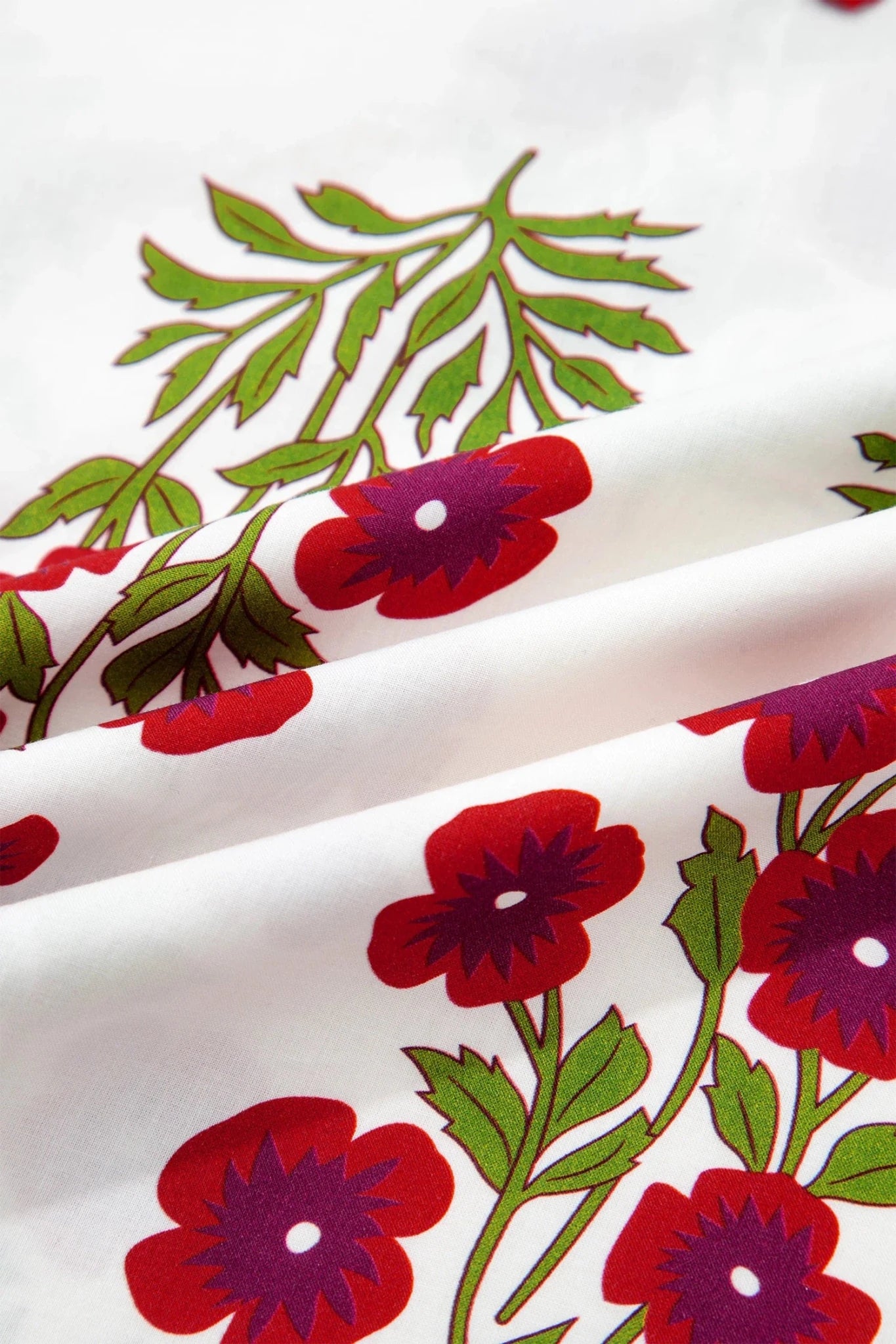 Floral Contrast Slit V-Neck Short Bubble Sleeve Blouse - Rooted & Reckless Co.