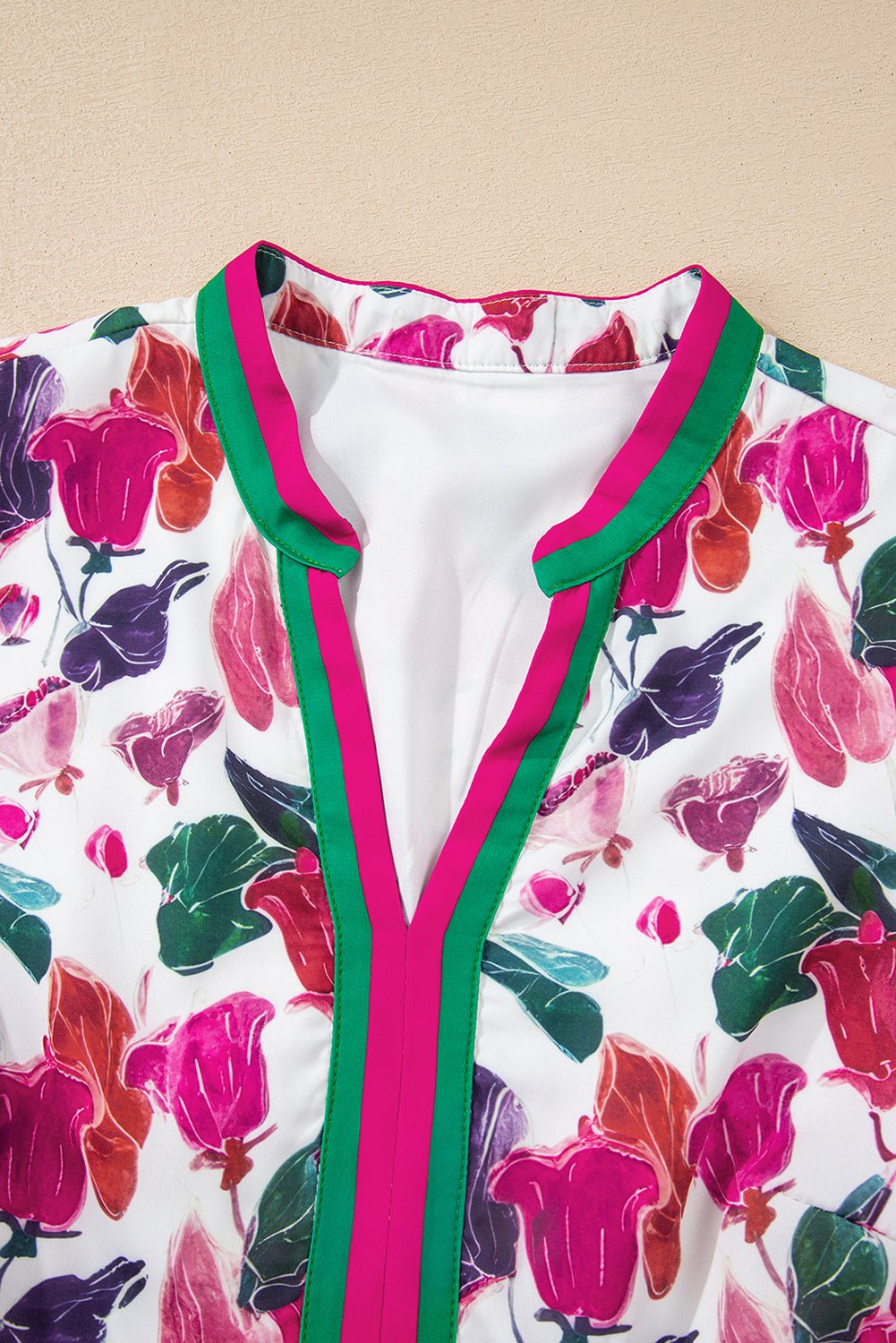 Floral Contrast Stripe Long Sleeve Mini Dress - Rooted & Reckless Co.