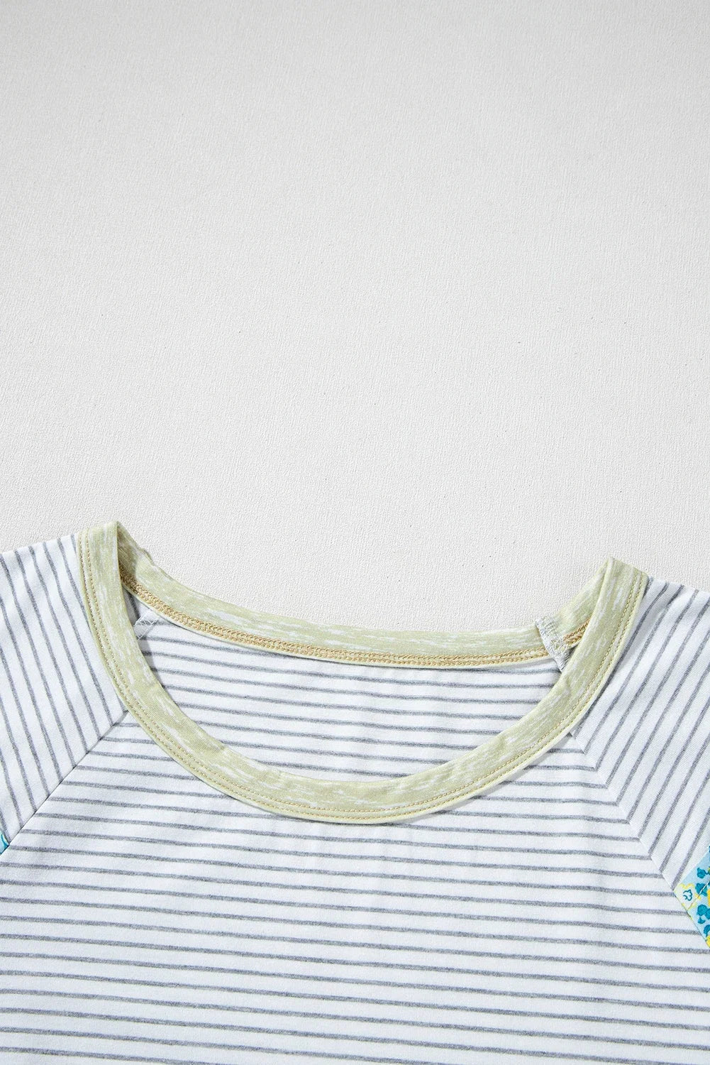 Floral Contrast Stripe Patchwork Raglan Sleeve Tee - Rooted & Reckless Co.