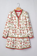 Floral Contrast Trim Frilled Neck Dress - Rooted & Reckless Co.