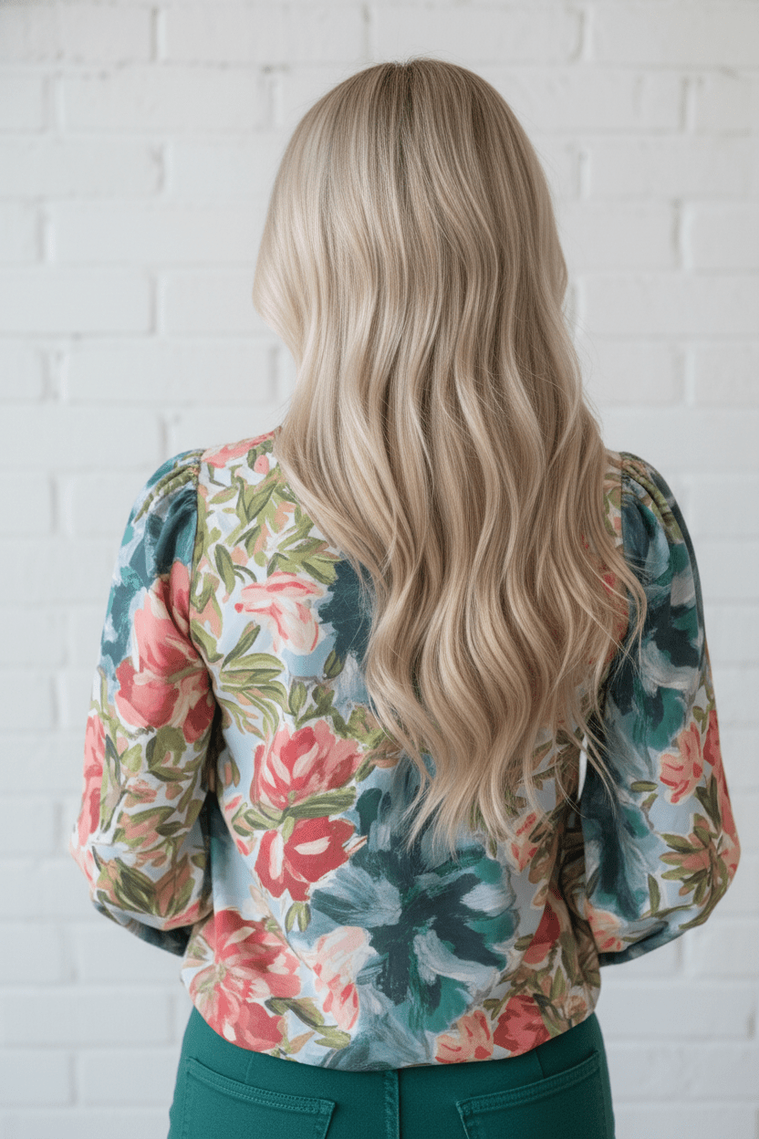Floral Contrast Trim V-Neck Cuffed 3/4 Sleeve Blouse - Rooted & Reckless Co.
