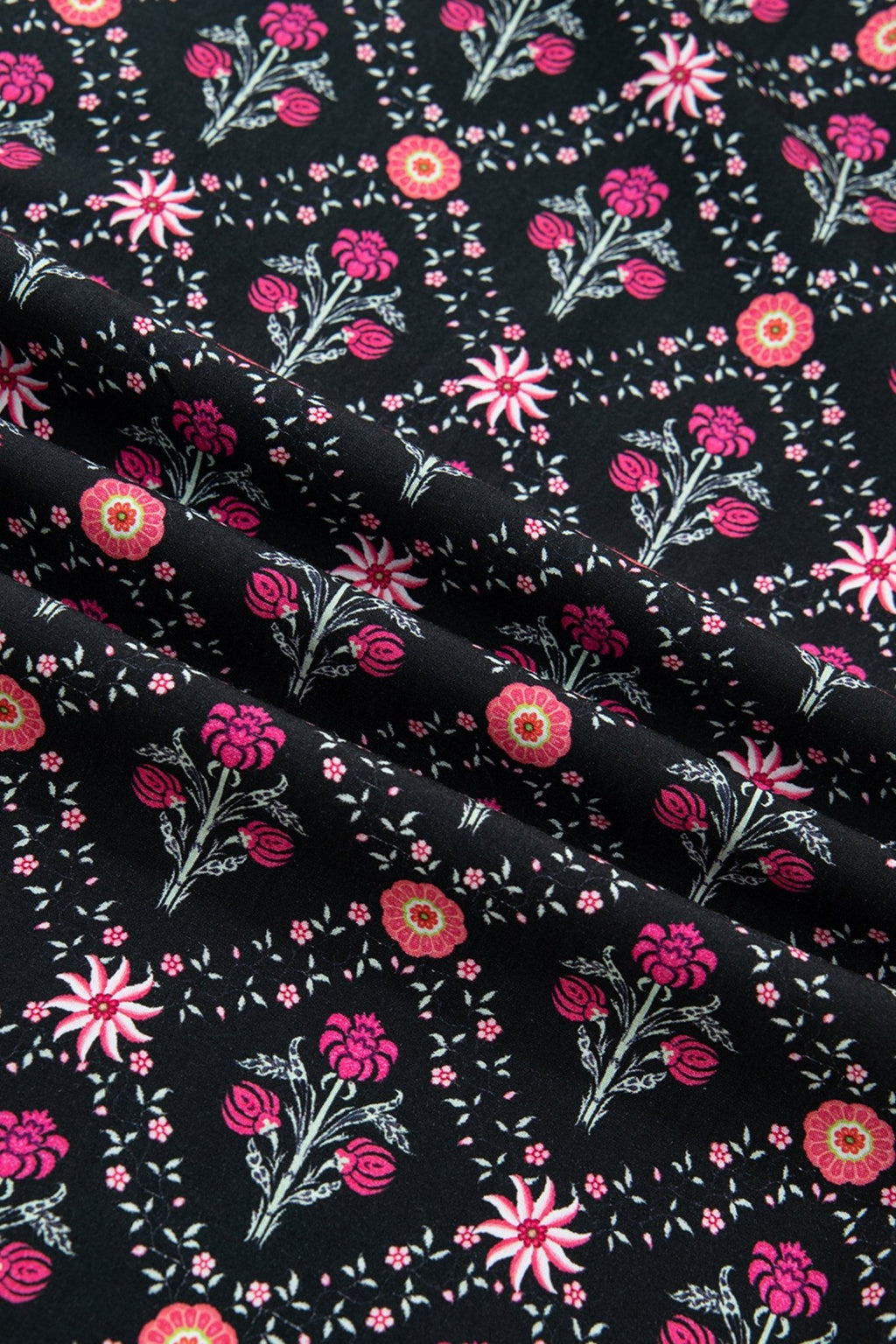 Floral Contrast V-Neck 3/4 Sleeve Blouse - Rooted & Reckless Co.