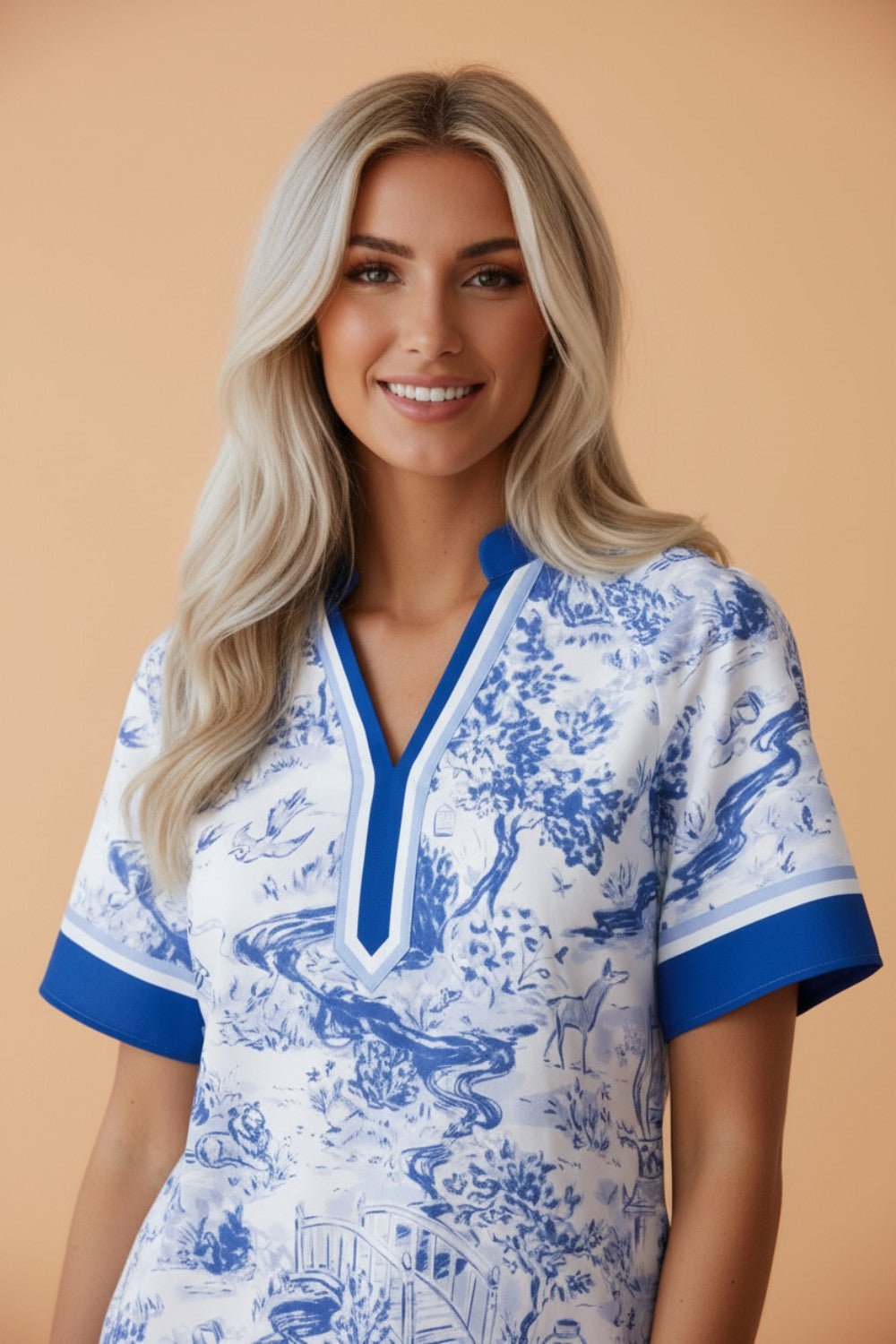 Floral Contrast V-Neck Raglan Sleeve Blouse - Rooted & Reckless Co.